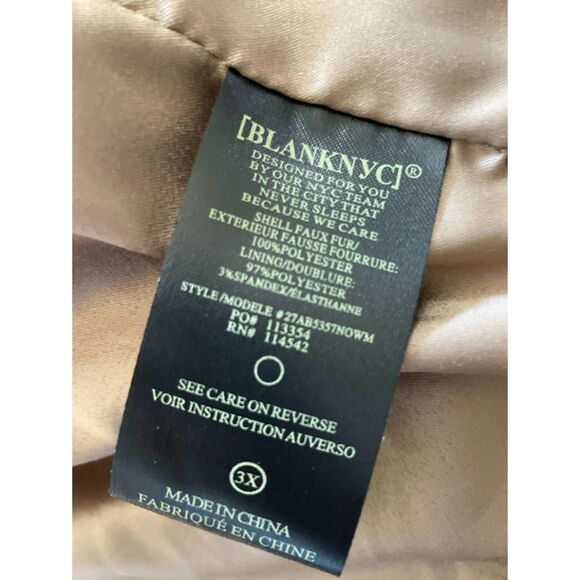 Blank NYC Faux Fur Coat Jacket with pockets Women's 3XL Neutral Cozy F60 - Picture 11 of 16